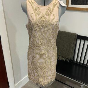 Cream and Gold Endless Rose Cocktail Dress